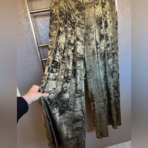 Golden pleated wide leg pants, unlined, brand new with tags.